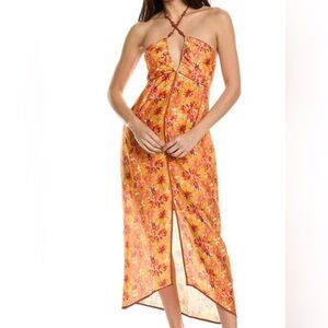 Vix Lowana Mustard Melanie Detail Cover Up Dress NWT